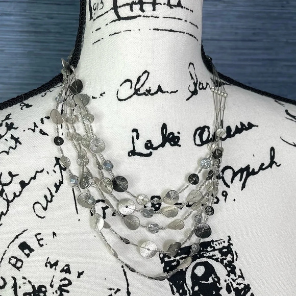 Chicos five strand choker necklace Silver Color - Picture 1 of 5